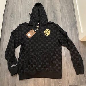 Mitchell & Ness Toronto Raptors Pattern Black Gold Hoodie NWT